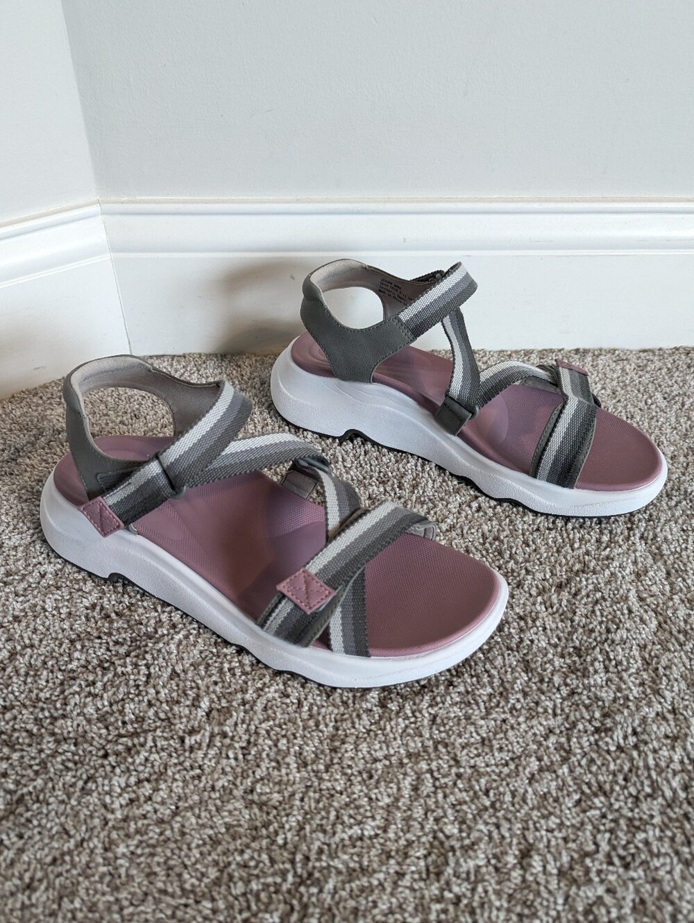 Aetrex Marz Adjustable Strap Sandals - Grey Purple sz 11